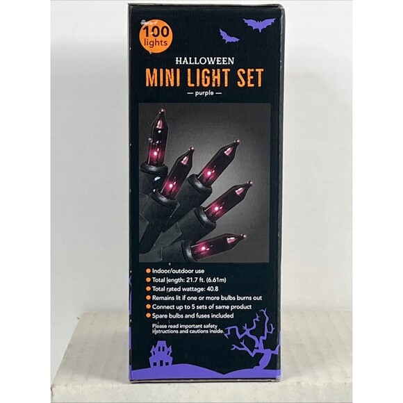 Purple Mini Light Set 100 Lights with Black Cord Indoor Outdoor 20ft UL Cert - Picture 5 of 8